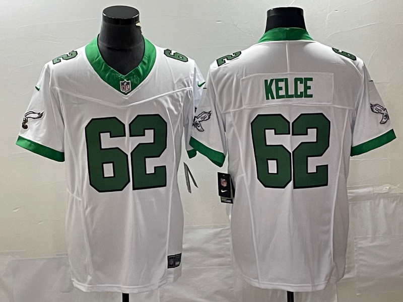 Men's Philadelphia Eagles #62 Jason Kelce White 2023 F.U.S.E. Vapor Untouchable Stitched Football Jersey Men's Philadelphia Eagles #62 Jason Kelce White 2023 F.U.S.E. Vapor Untouchable Stitched Football Jersey
